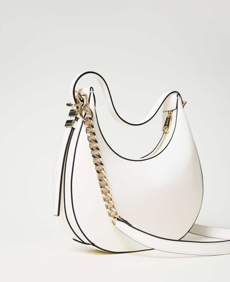 Hobo bag with Oval T Woman, White | TWINSET Milano
