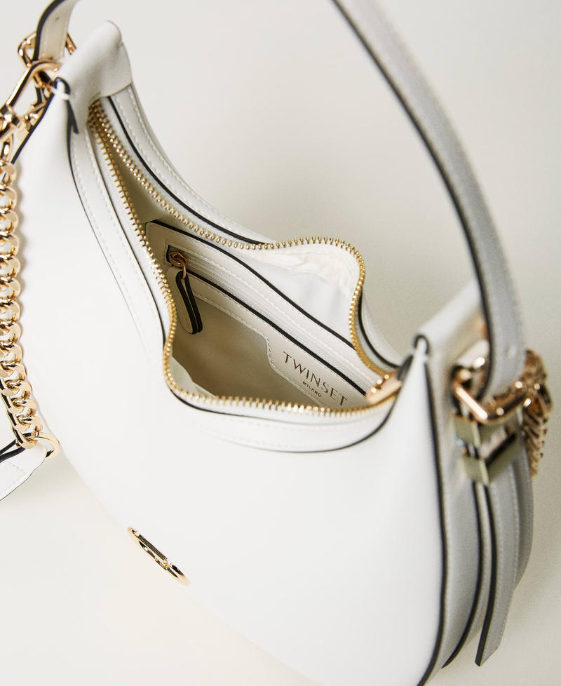 Hobo-Bag mit Oval T Wei&szlig; Schnee Frau 241TB7066_00282_04