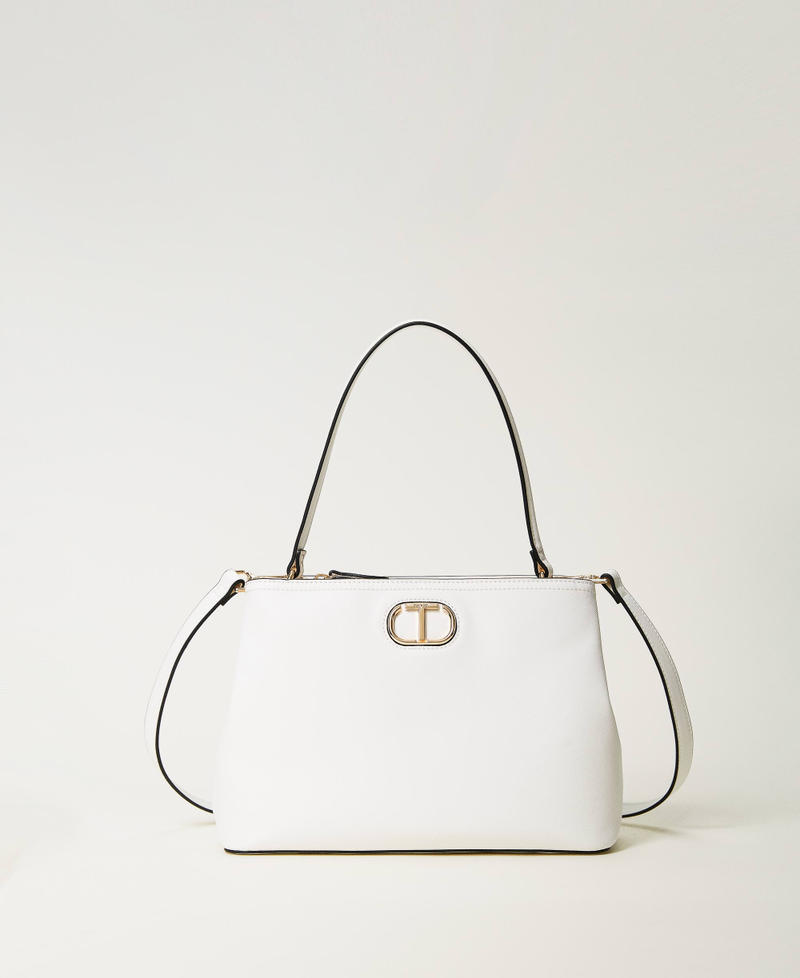 Top-Handle-Bag mit Oval T Weiß Schnee Frau 241TB7121-01