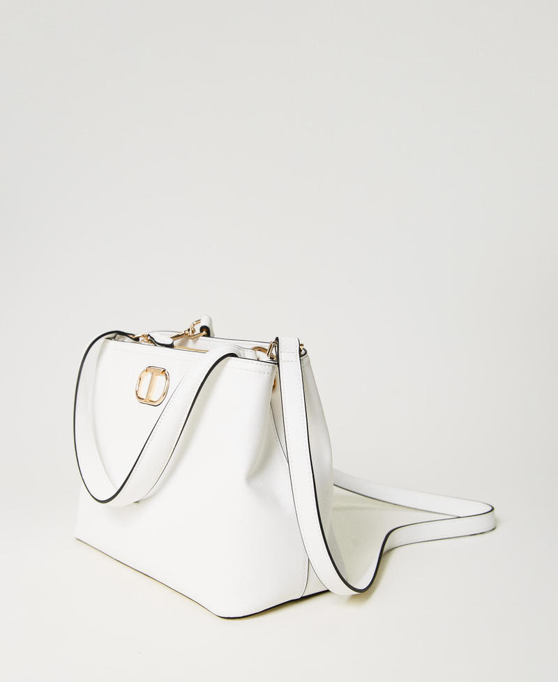Top-Handle-Bag mit Oval T Weiß Schnee Frau 241TB7121-02