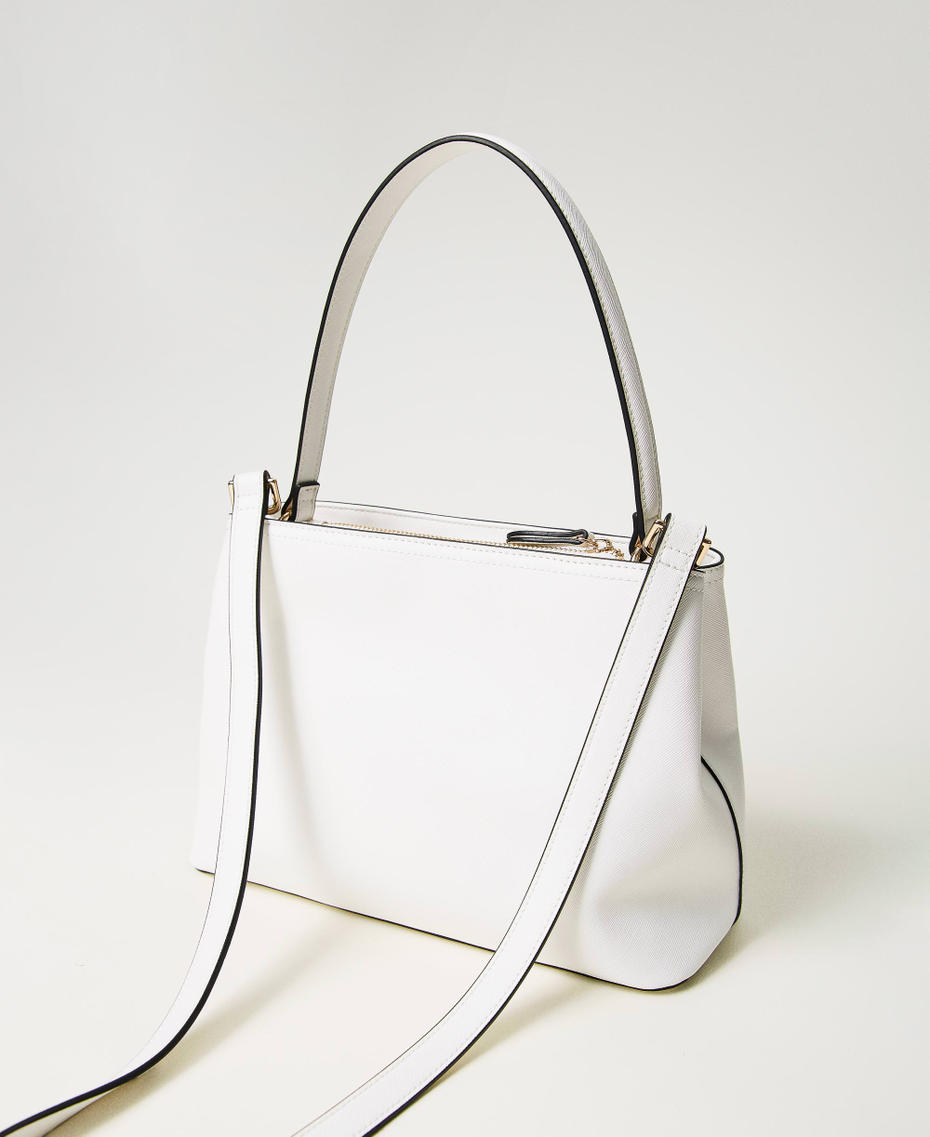 Top-Handle-Bag mit Oval T Weiß Schnee Frau 241TB7121-03