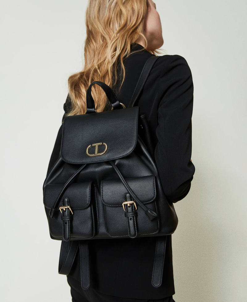 Backpack with pockets and straps Black Woman 241TB7135_00006_S0
