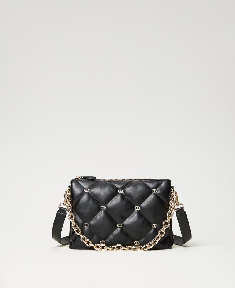 Large Via Manzoni shoulder bag with studs Woman Black
