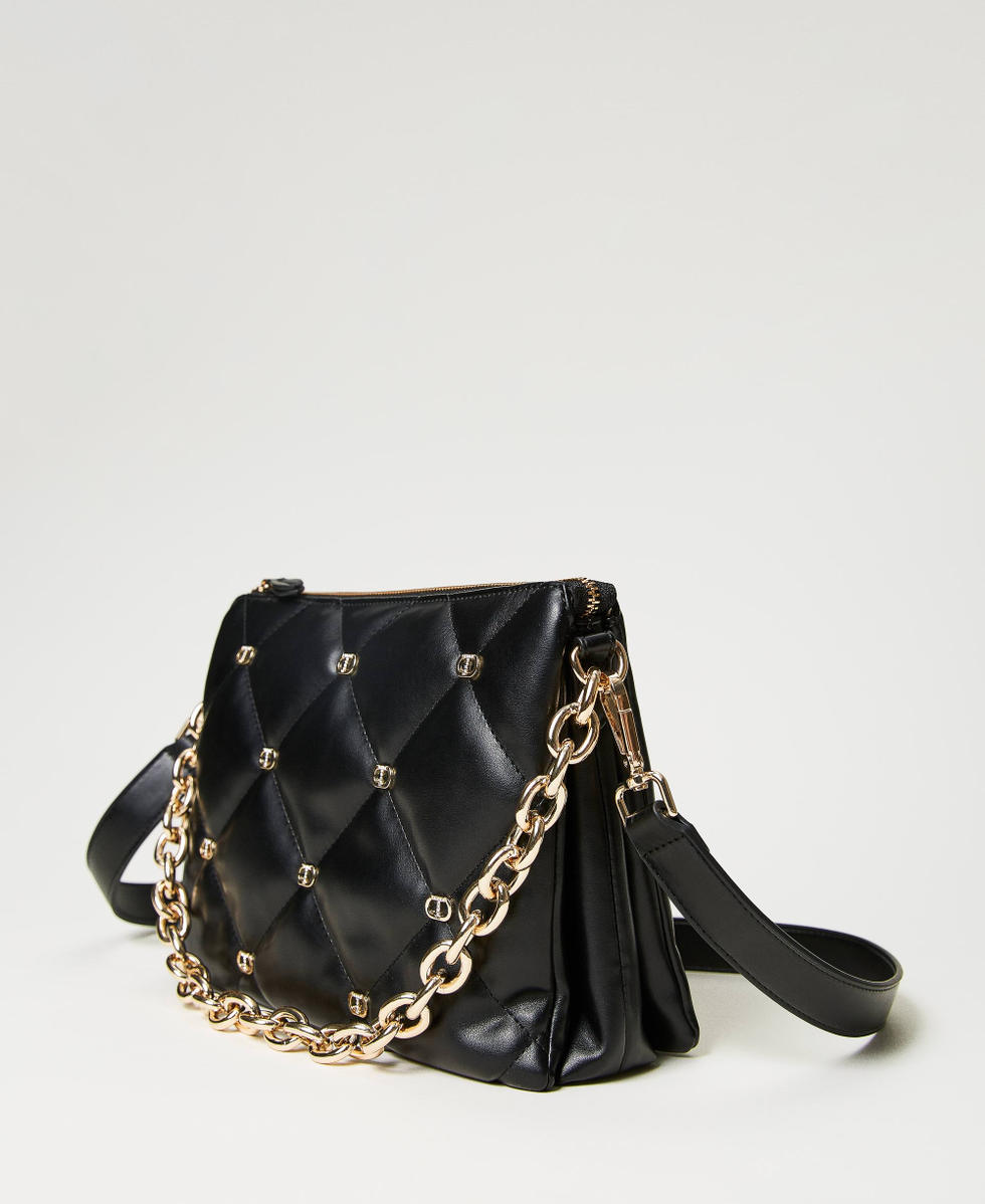 Large Via Manzoni shoulder bag with studs Woman Black TWINSET Milano