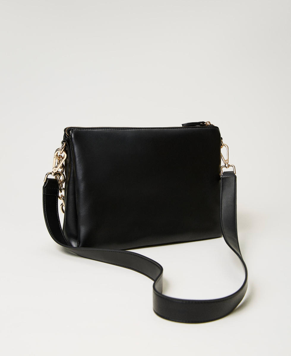 Large Via Manzoni shoulder bag with studs Woman Black TWINSET Milano