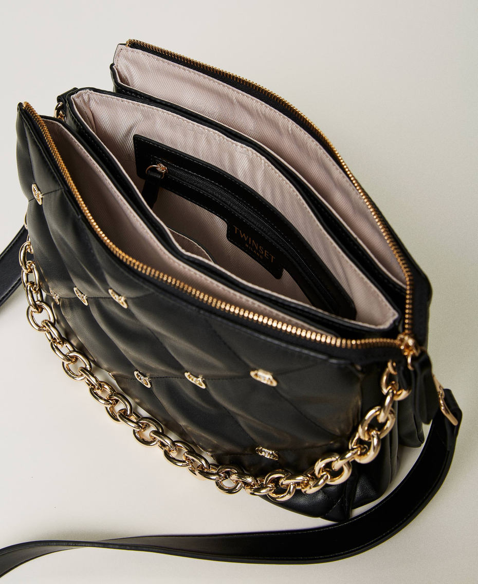 Grand sac à bandoulière « Via Manzoni » avec cabochons Noir Femme 241TB7142-04