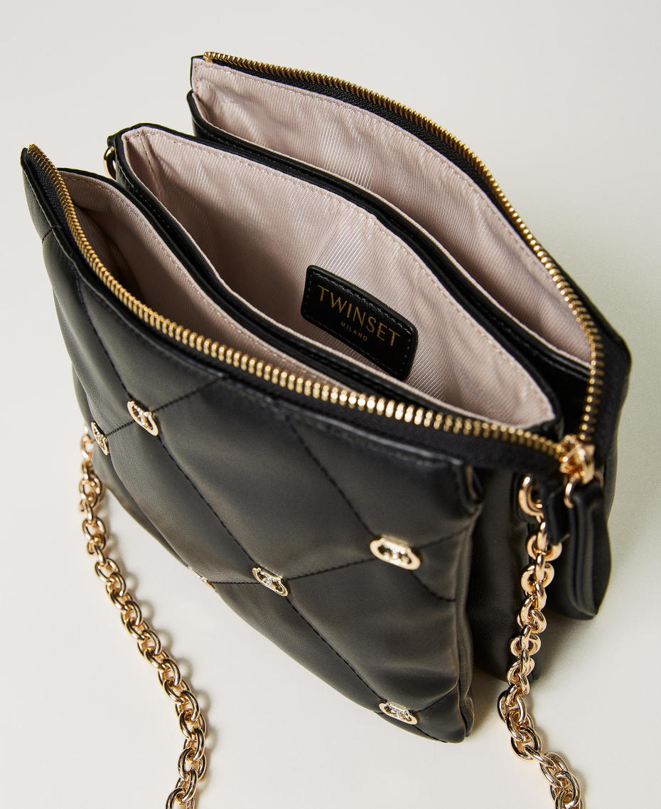 Borsa a tracolla 'Via Manzoni' media con borchie Nero Donna 241TB7150_00006_04