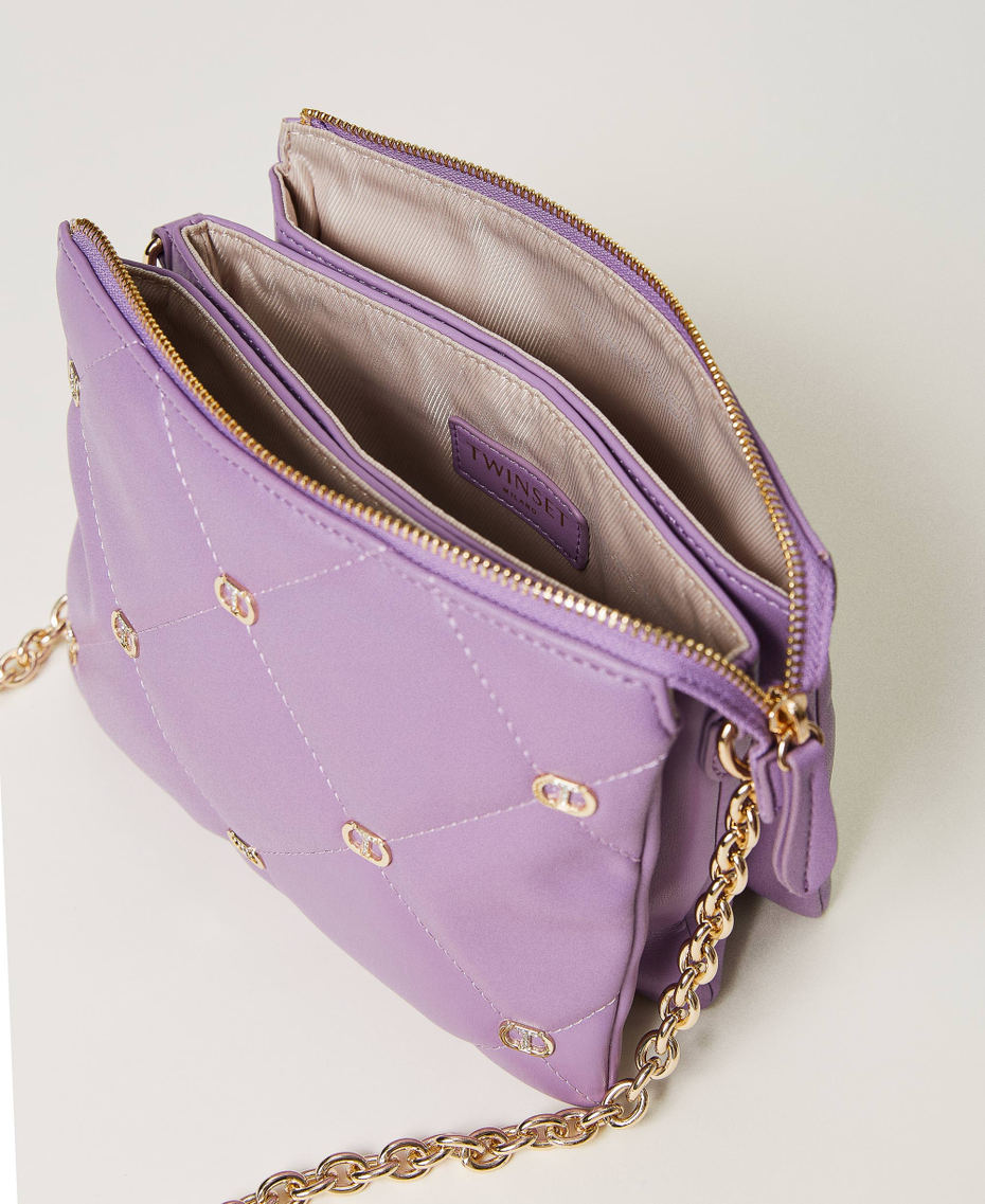 Medium size ‘Via Manzoni’ shoulder bag with studs “Hyacinth” Purple Woman 241TB7150-04
