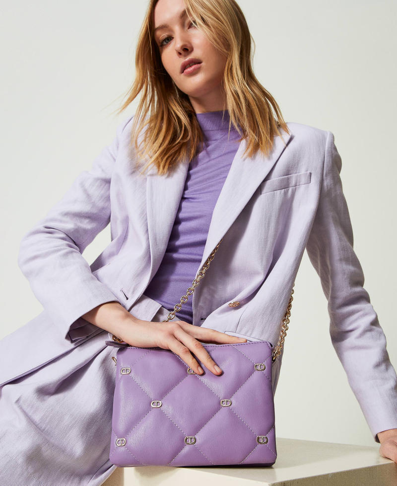 Medium size ‘Via Manzoni’ shoulder bag with studs “Hyacinth” Purple Woman 241TB7150_11296_S0