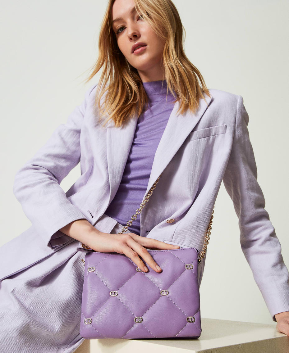 Medium size ‘Via Manzoni’ shoulder bag with studs “Hyacinth” Purple Woman 241TB7150_11296_S0