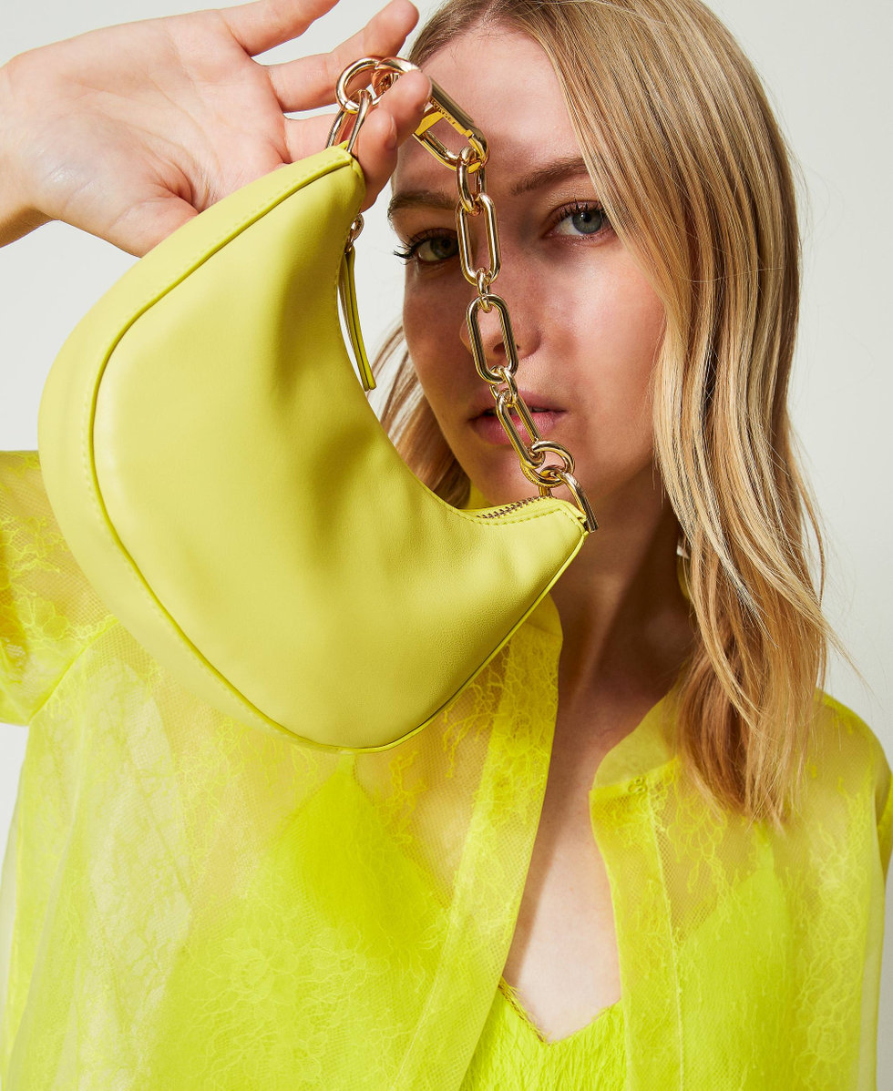 Mini Croissant bag with Oval T chain Woman Yellow TWINSET Milano