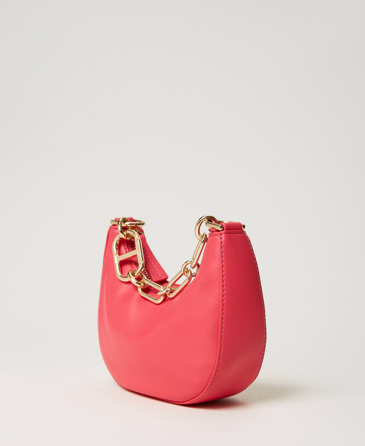 ‘Mini Croissant’ bag with Oval T chain "Bright Rose” Pink Woman 241TB7170-02