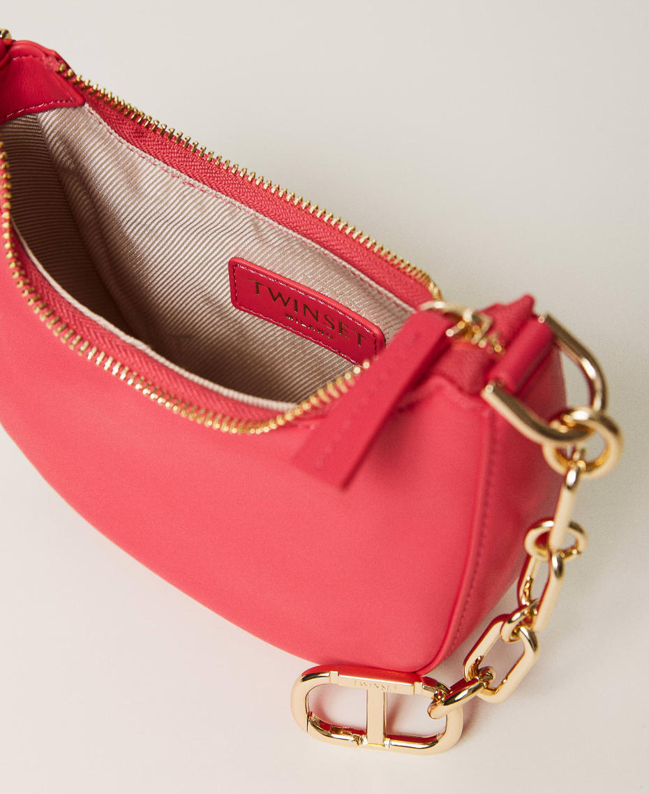 ‘Mini Croissant’ bag with Oval T chain "Bright Rose” Pink Woman 241TB7170-04