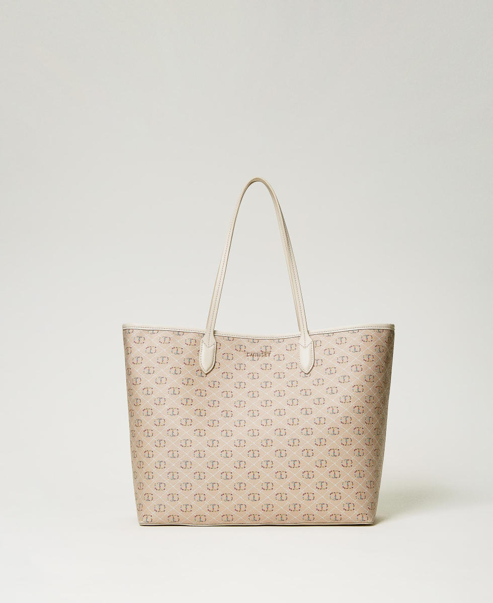 Bolso shopper grande con estampado monogram