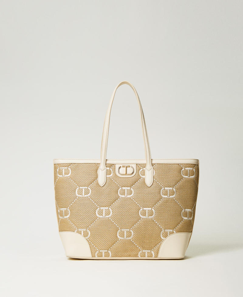 Shopper „Palermo“ mit „Oval T“-Stickereien Weiß Schnee Frau 241TB7210_00282_01
