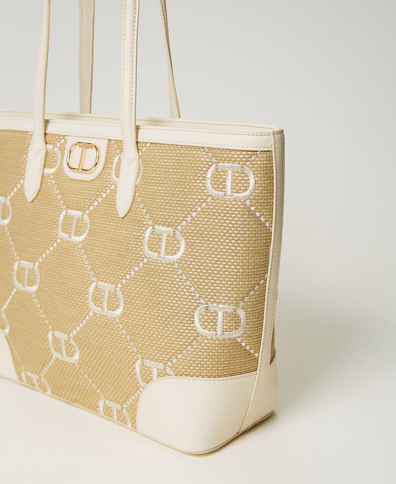 Shopper „Palermo“ mit „Oval T“-Stickereien Weiß Schnee Frau 241TB7210_00282_02