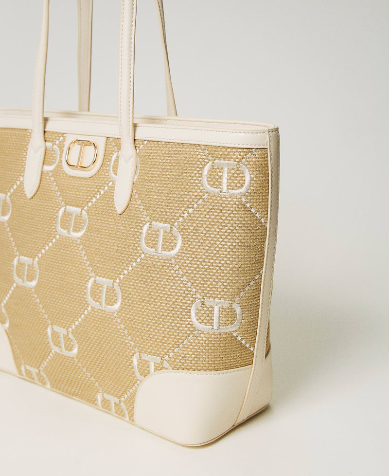 Shopper „Palermo“ mit „Oval T“-Stickereien Weiß Schnee Frau 241TB7210_00282_02