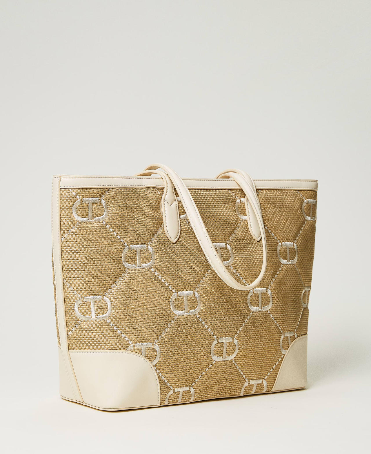 Shopper „Palermo“ mit „Oval T“-Stickereien Weiß Schnee Frau 241TB7210_00282_03