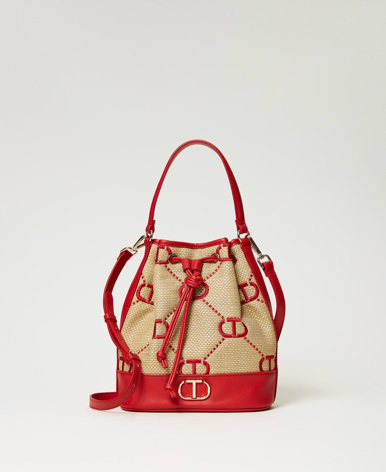 Bolso saco «Palermo» con bordado Oval T Mujer, Rojo
