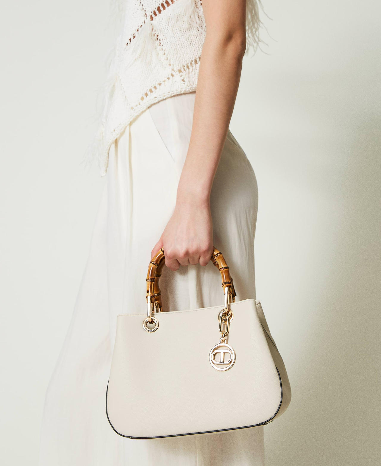 White bamboo bag on sale