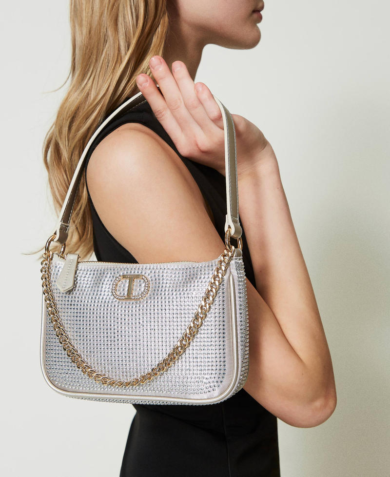 Party &lsquo;Petite&rsquo; shoulder bag with Oval T Silver Woman 241TB7252_00995_S0