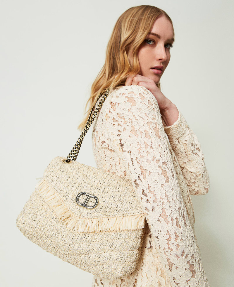 &lsquo;Dreamy&rsquo; jacquard raffia shoulder bag