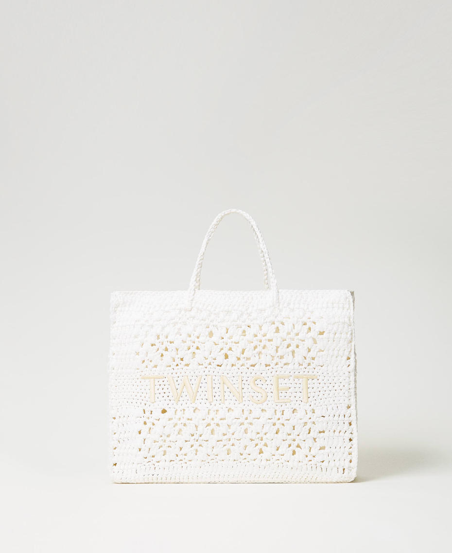 Gehäkelter Shopper „Bohémienne“ Weiß Schnee Frau 241TB7320_00282_01