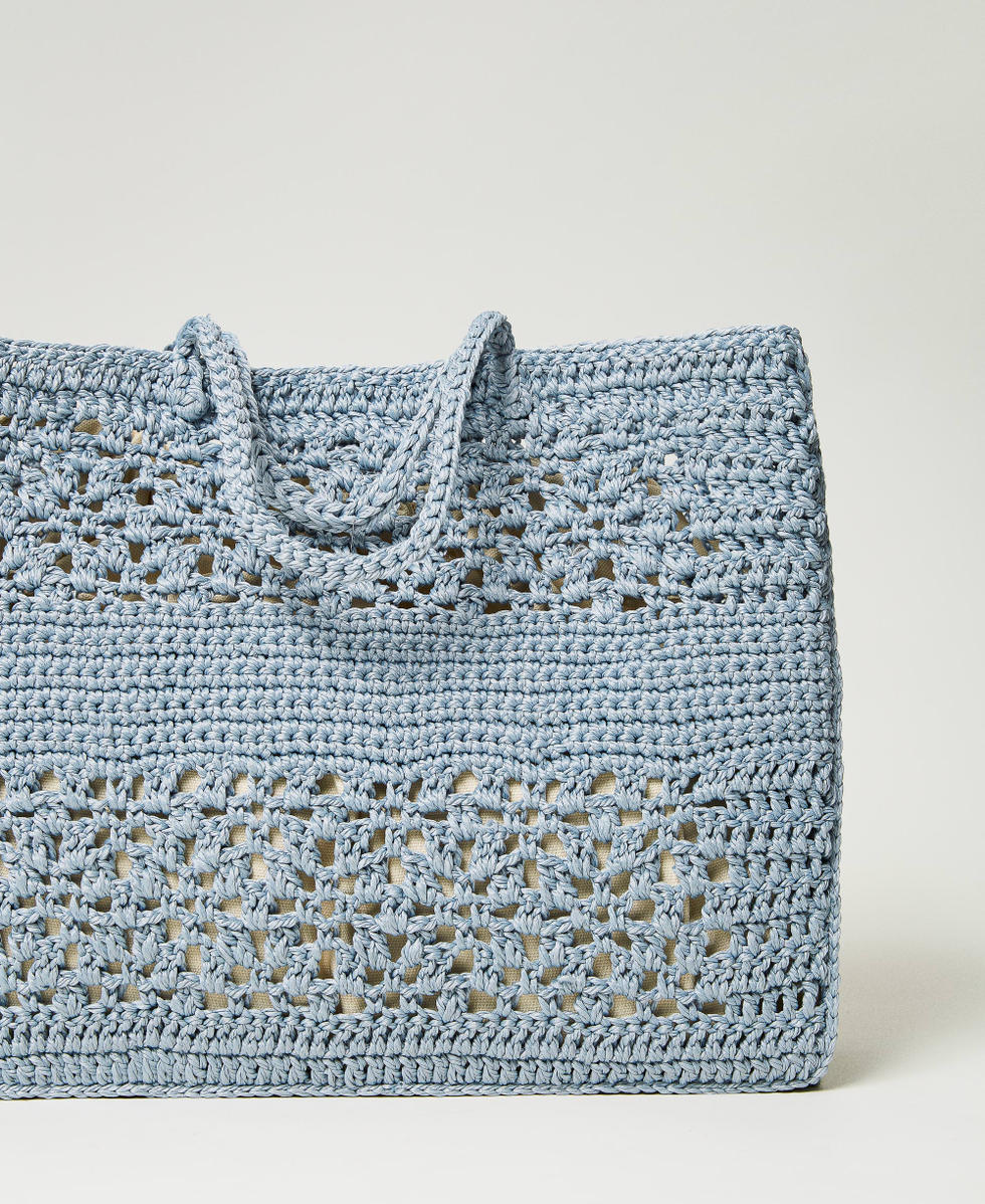 Bohémienne' crochet shopper Woman, Light blue | TWINSET Milano