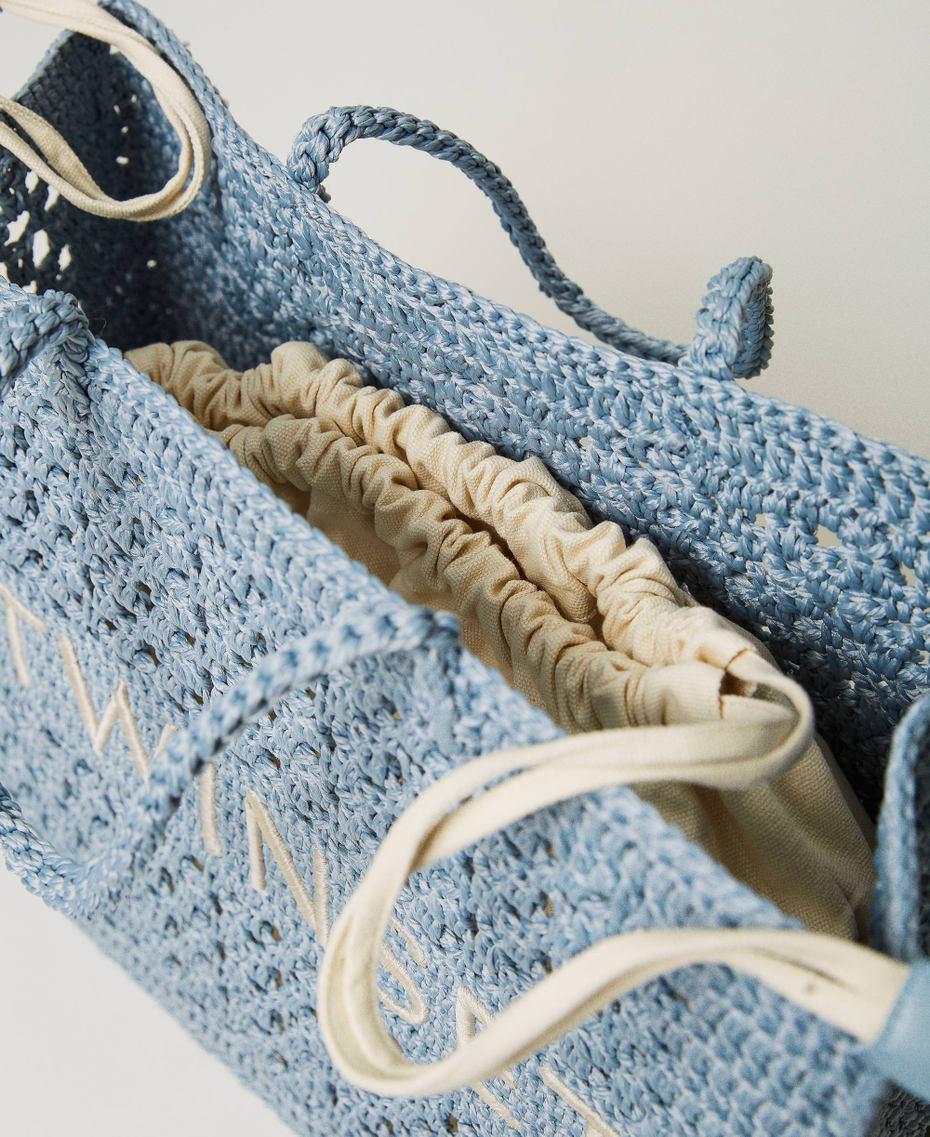 &lsquo;Boh&eacute;mienne&rsquo; crochet shopper "Blue Tear" Light Blue Woman 241TB7320_11307_04