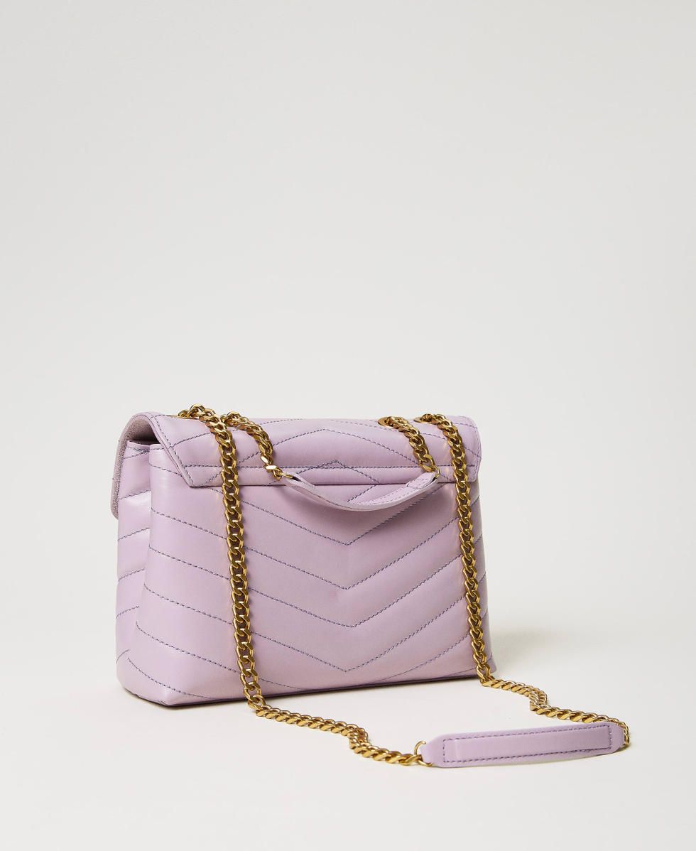 &lsquo;Dreamy&rsquo; leather shoulder bag Bellflower Lilac Woman 241TB7340_00692_03