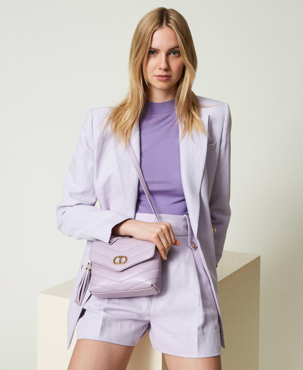 Dreamy small leather shoulder bag Woman Purple TWINSET Milano