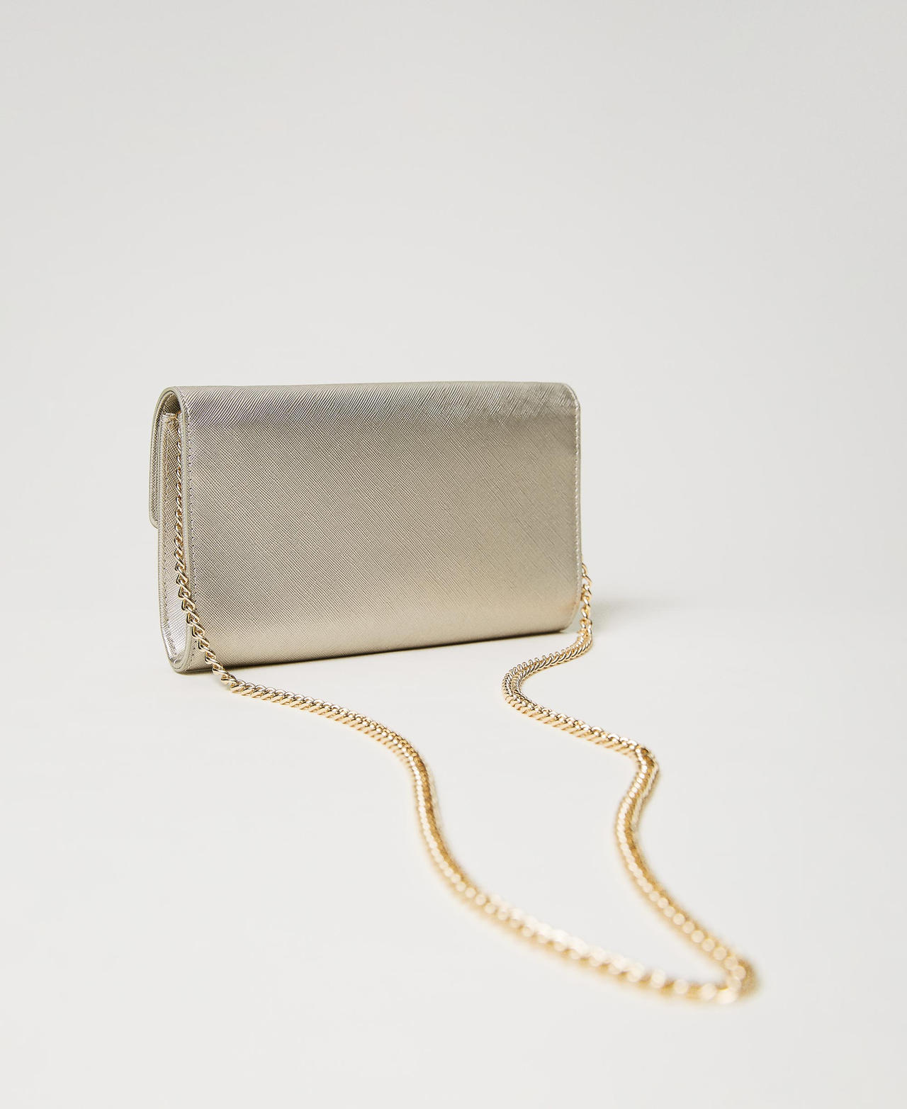 ‘Glossy’ laminated leather-like clutch Silver Woman 241TB7380-03