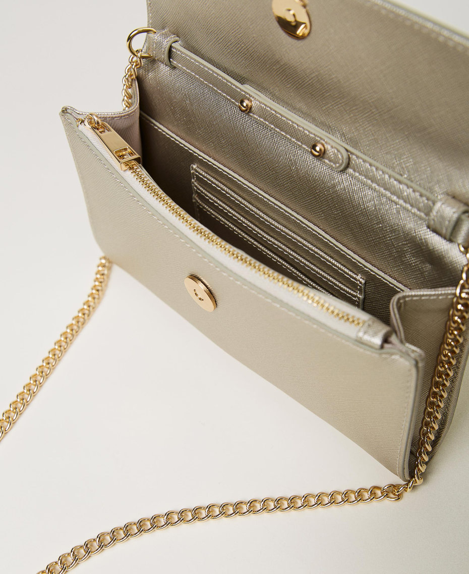 ‘Glossy’ laminated leather-like clutch Silver Woman 241TB7380-04