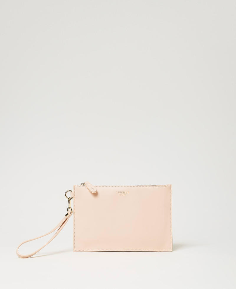 Leather clutch with logo