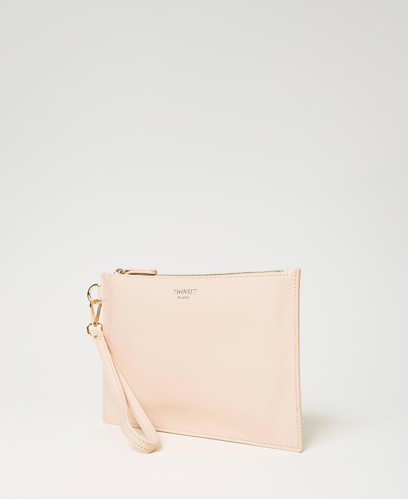 Leather clutch with logo