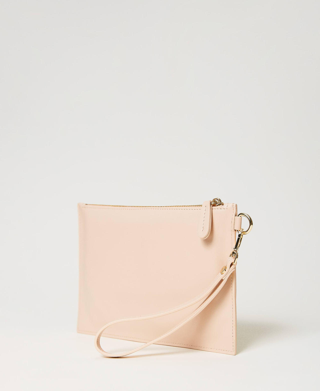 Leather clutch with logo