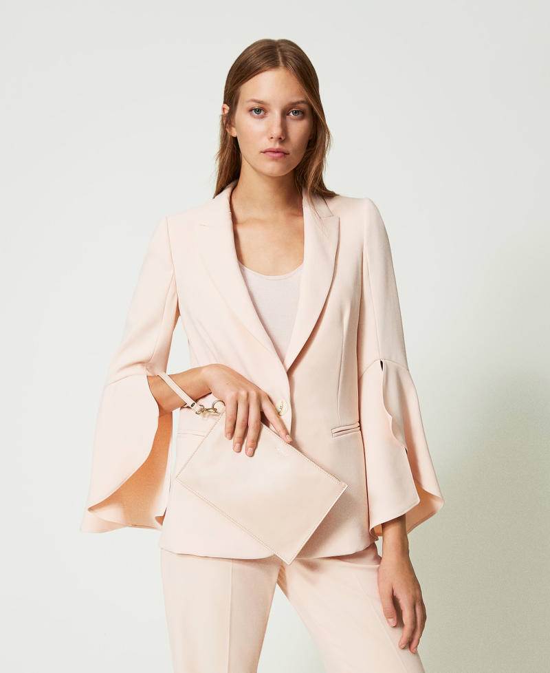 Leather clutch with logo