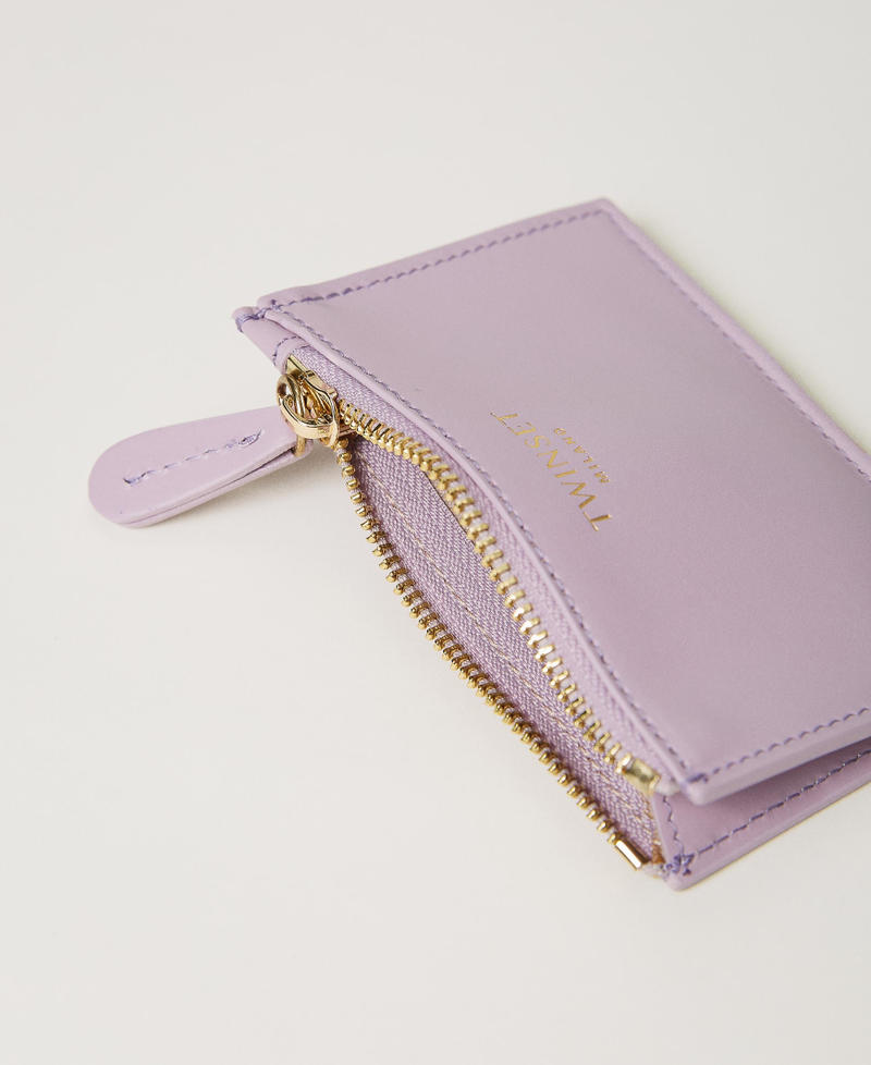 Leather card holder with logo Bellflower Lilac Woman 241TB7401-03