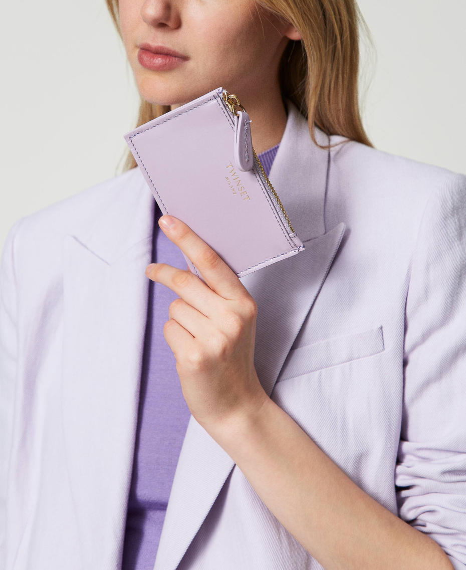 Leather card holder with logo