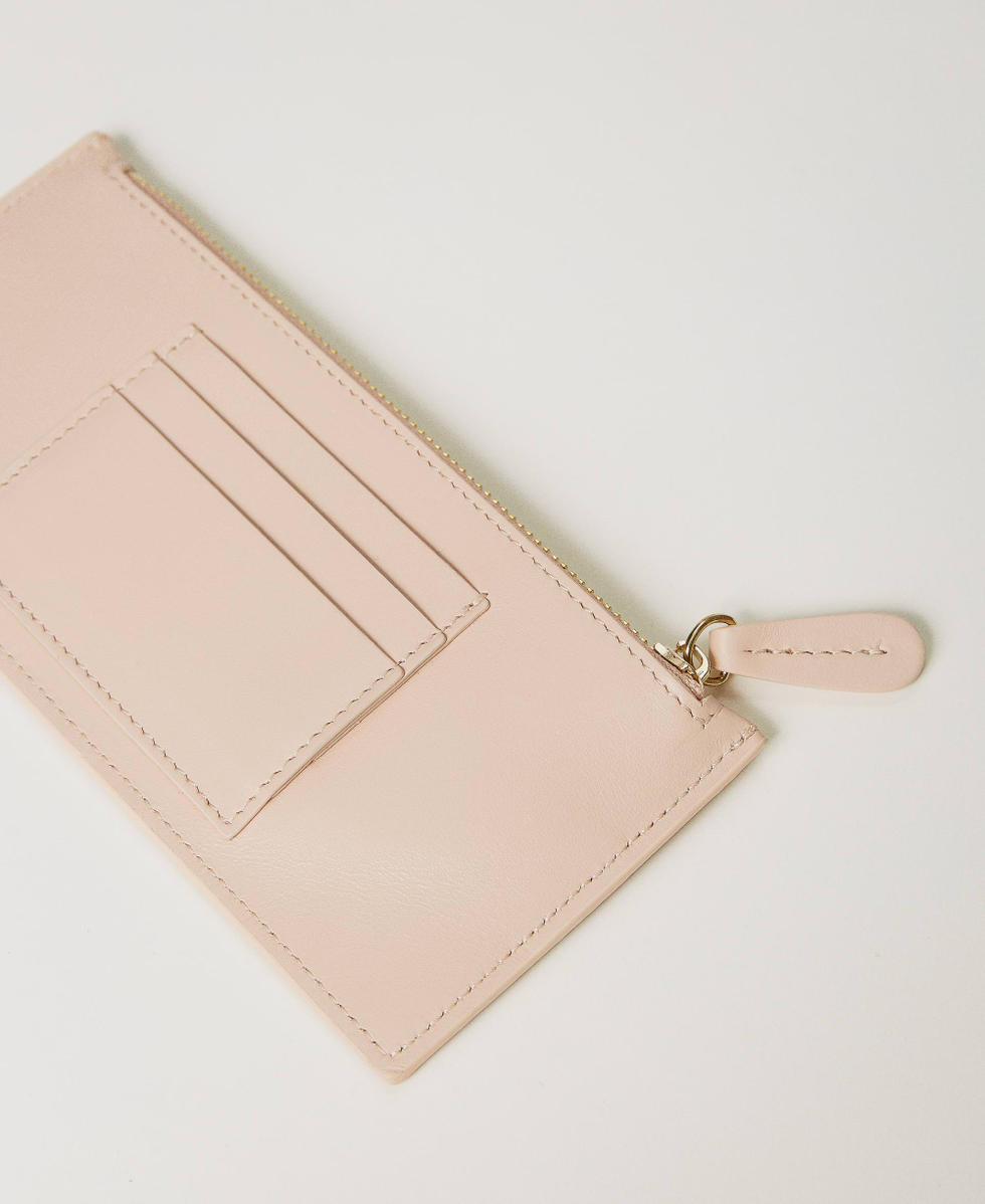 Leather mini clutch with logo