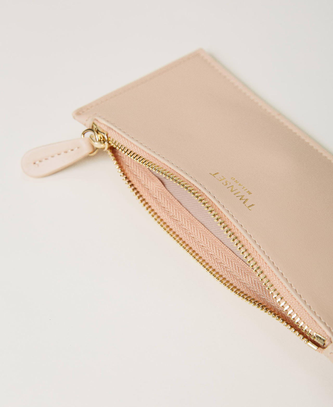 Leather mini clutch with logo