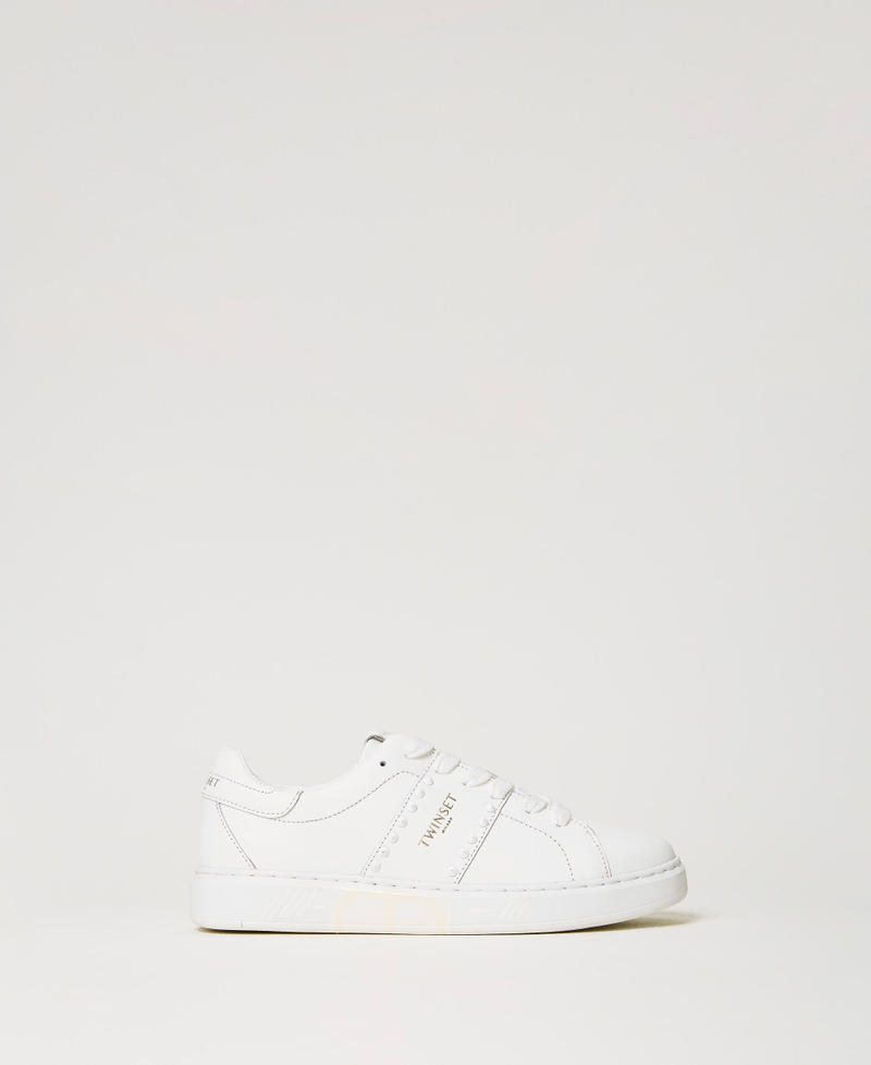 Leather trainers with studs
