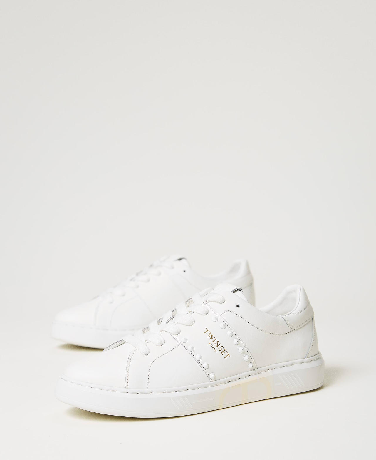 Leather trainers with studs White Woman 241TCP014-02