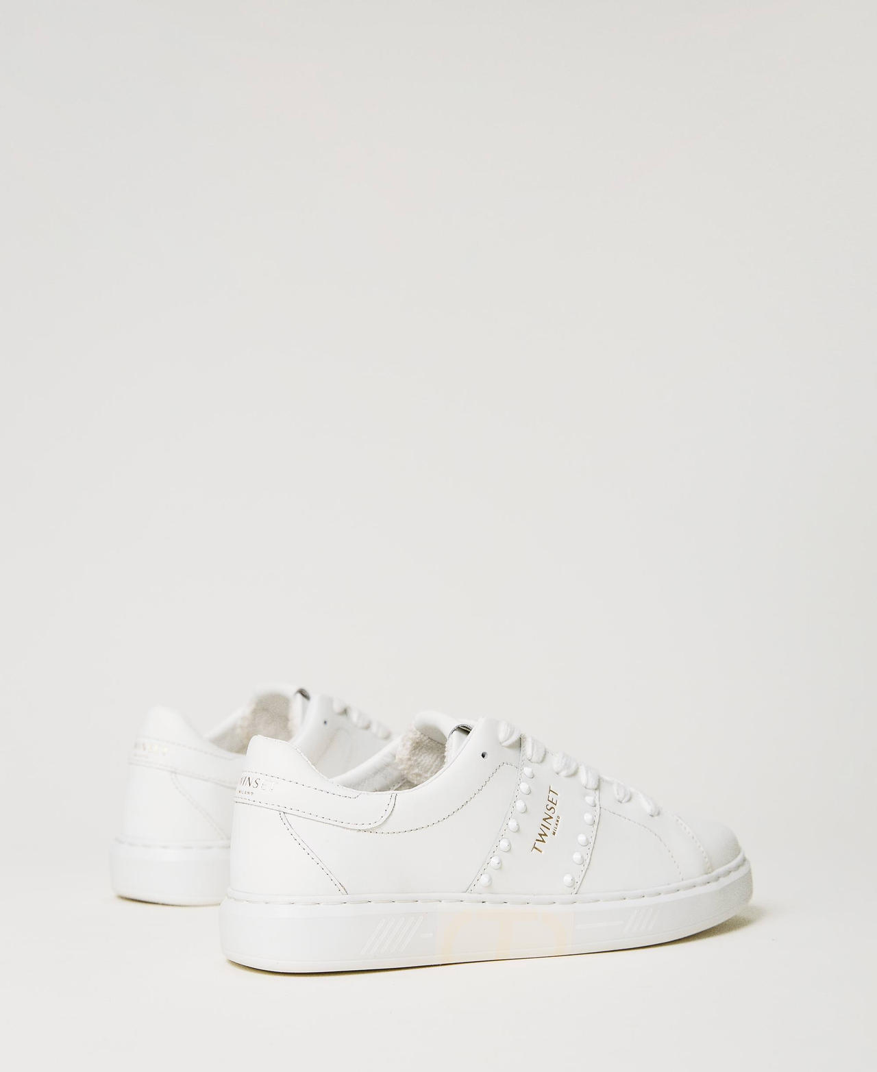 Leather trainers with studs White Woman 241TCP014-03