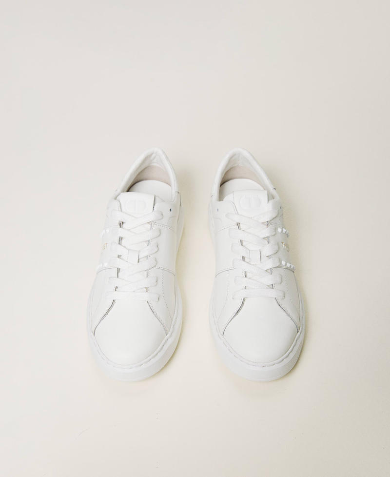 Sneakers de piel con tachuelas Blanco Mujer 241TCP014-04
