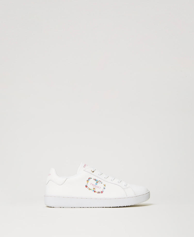 Sneakers in pelle con Oval T a fiori
