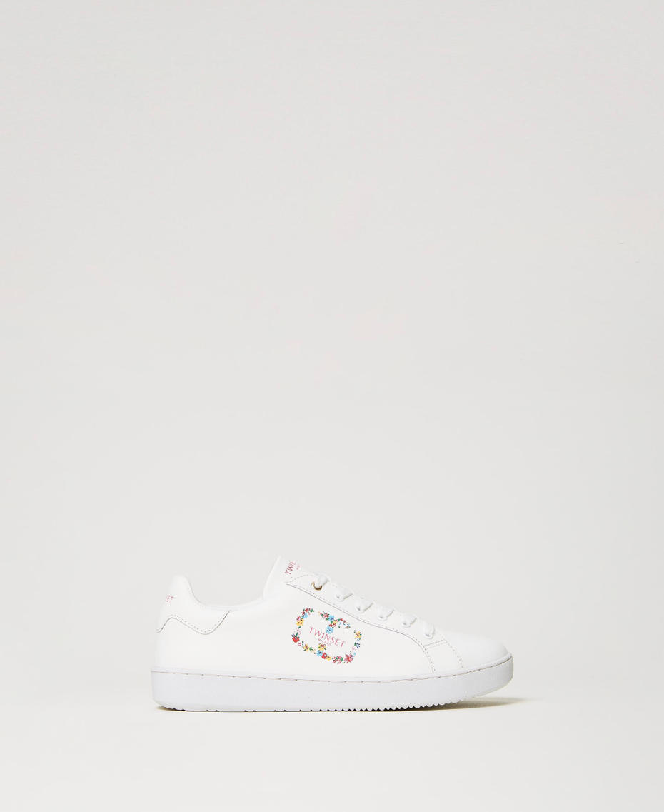 Sneakers in pelle con Oval T a fiori