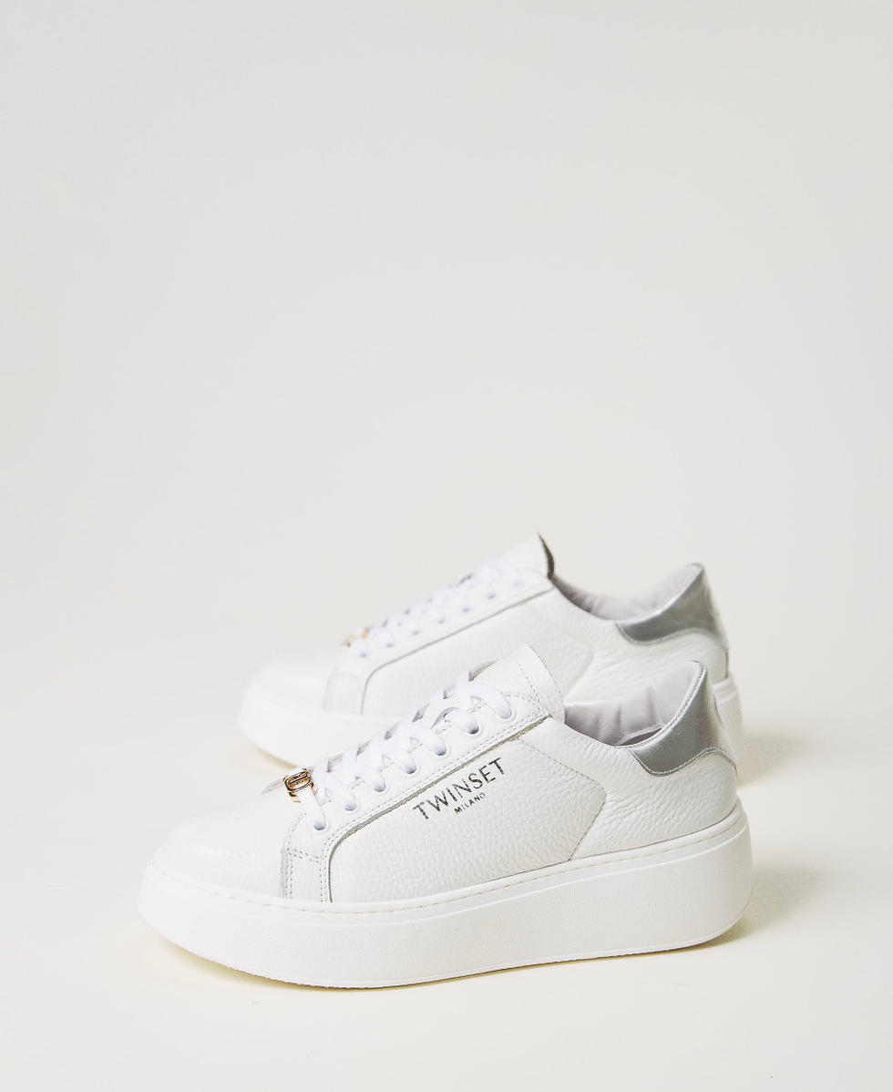 White leather flatform trainers cheap