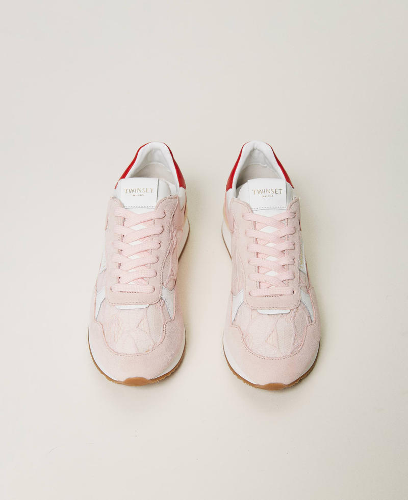 Sneaker mit Spitzeneinsätzen Cupcake Pink Frau 241TCP072-04