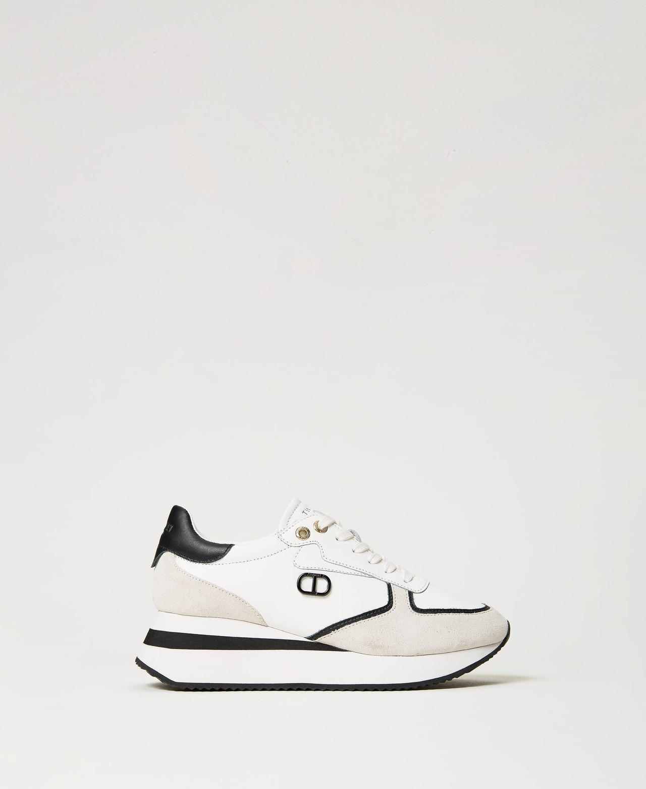Leather wedge trainers Woman White TWINSET Milano